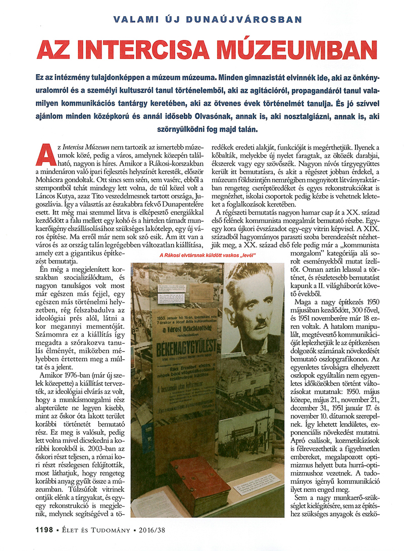 Vásárhelyi Tamás publikációja az Élet és Tudomány c. tudományos magazinban